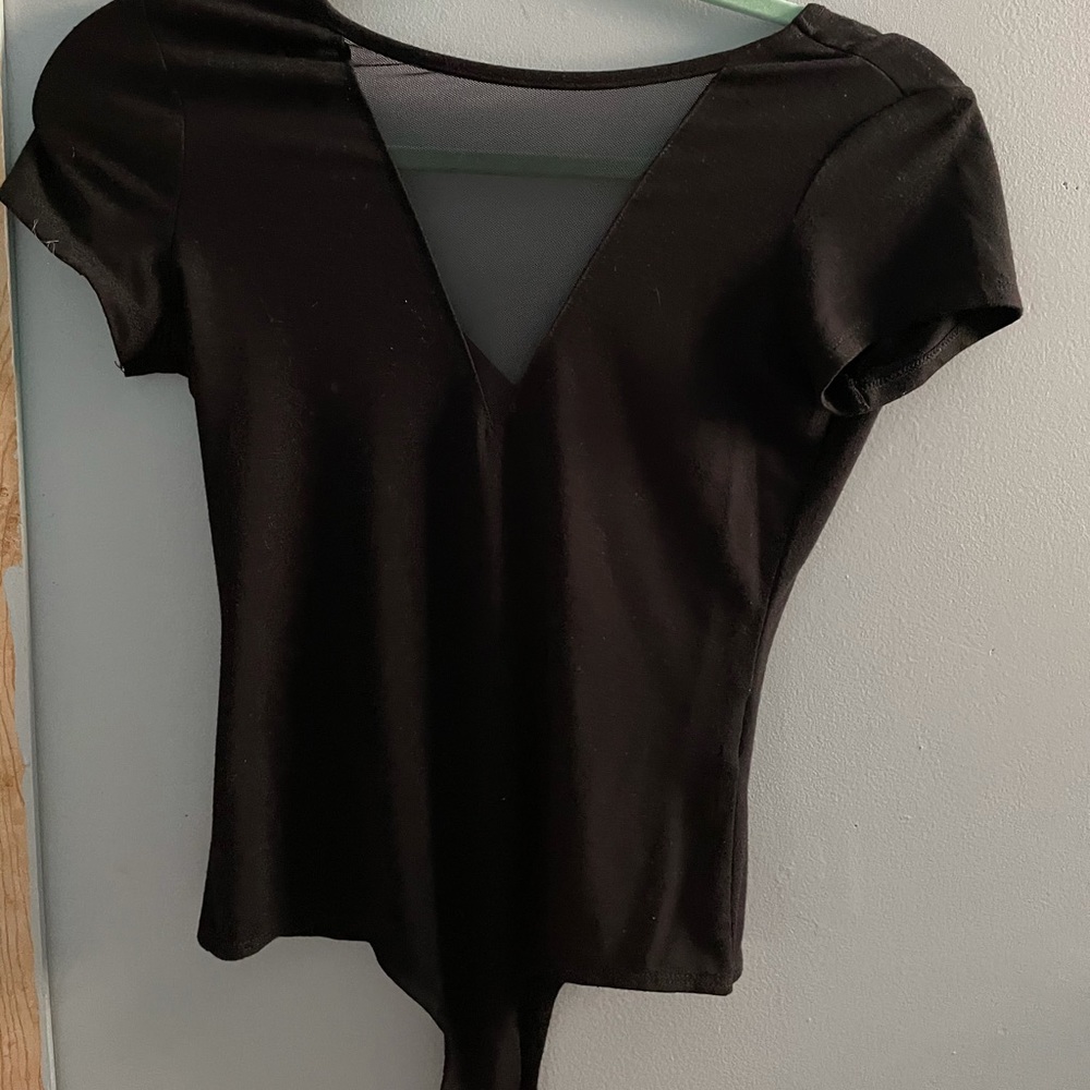 Mesh V Neck Bodysuit- GUESS